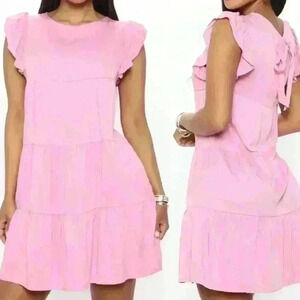 Shinestar Ruffle Mini Pink Short Babydoll Dress size  L